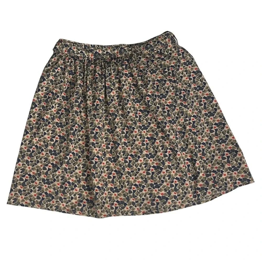 Canvas Land's End Womens Size 2 Floral Print Skirt‎ Belted Knee length Lined